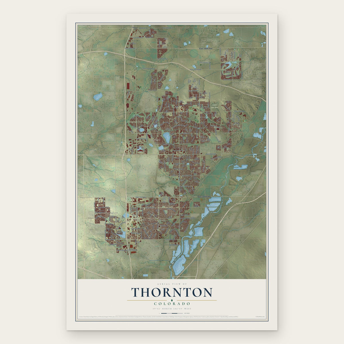 Thornton, Colorado map print, the full design