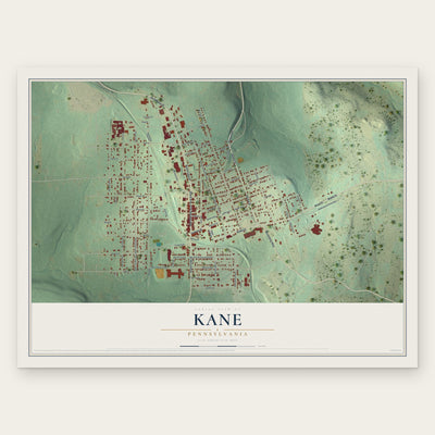 Kane, Pennsylvania map print, the full design
