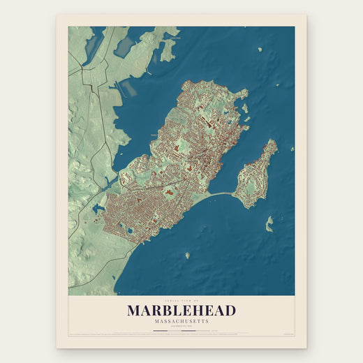 Marblehead, Massachusetts map print, the full design