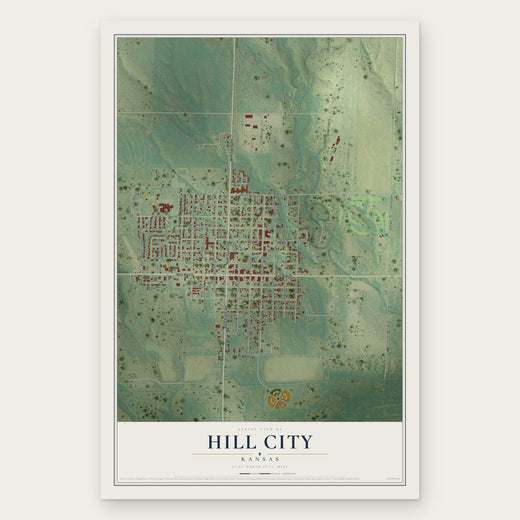 Hill City, Kansas map print, the full design