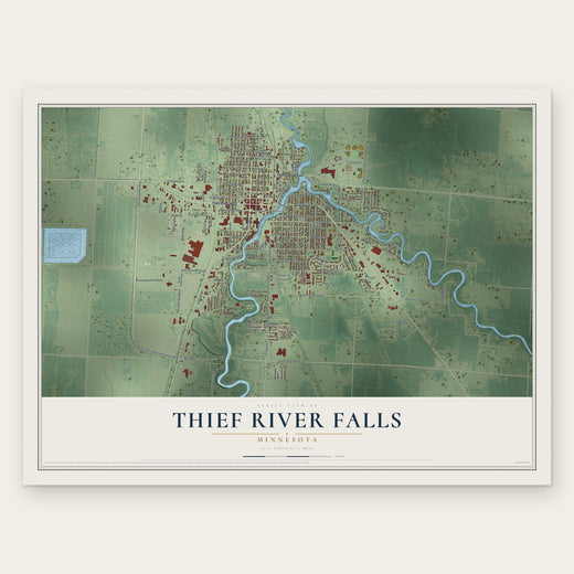 Thief River Falls, Minnesota map print, the full design