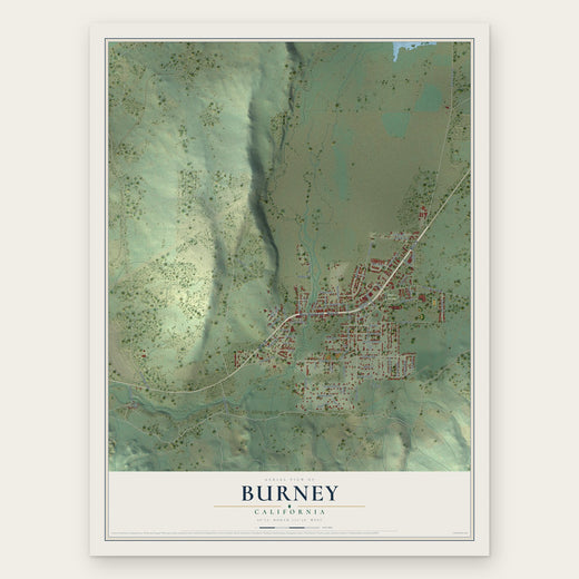 Burney, California map print, the full design