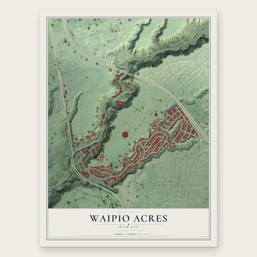 Waipio Acres, Hawaii map print, the full design