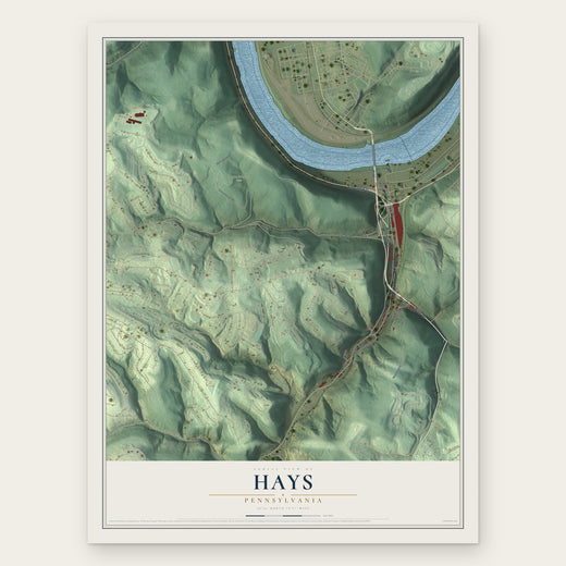 Hays, Pennsylvania map print, the full design