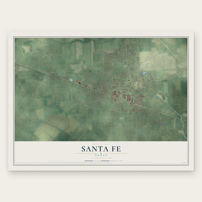 Santa Fe, Texas map print, the full design