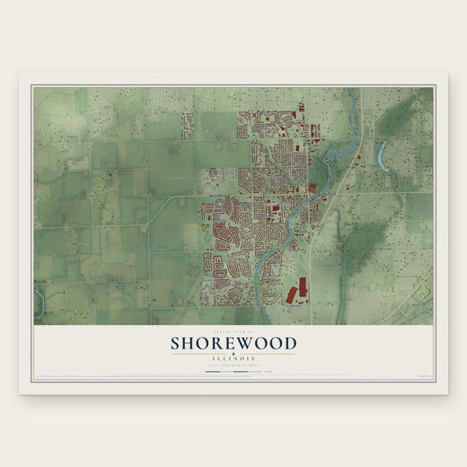 Shorewood, Illinois map print, the full design