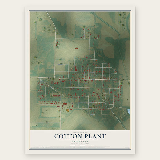 Cotton Plant, Arkansas map print, the full design