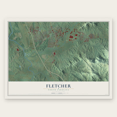 Fletcher, North Carolina map print, the full design