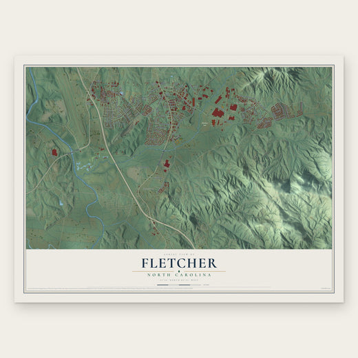 Fletcher, North Carolina map print, the full design