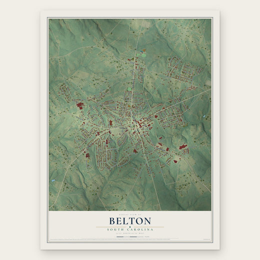 Belton, South Carolina map print, the full design