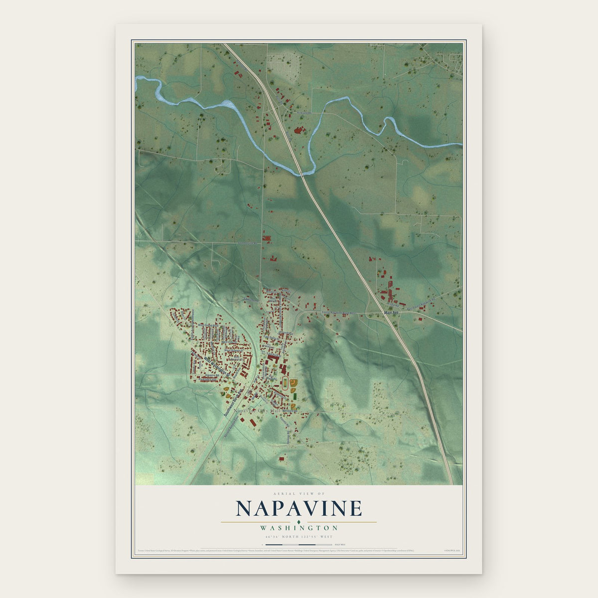 Napavine, Washington map print, the full design