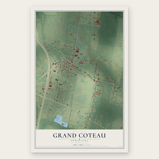 Grand Coteau, Louisiana map print, the full design