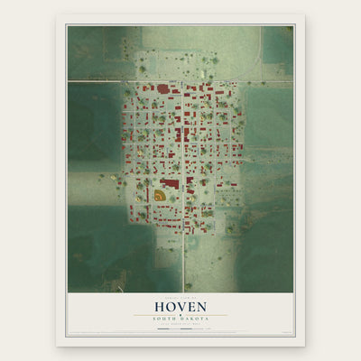 Hoven, South Dakota map print, the full design