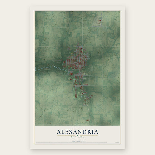 Alexandria, Indiana map print, the full design