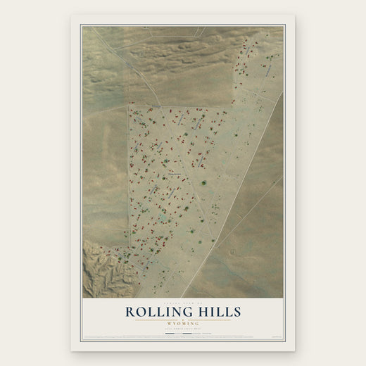 Rolling Hills, Wyoming map print, the full design