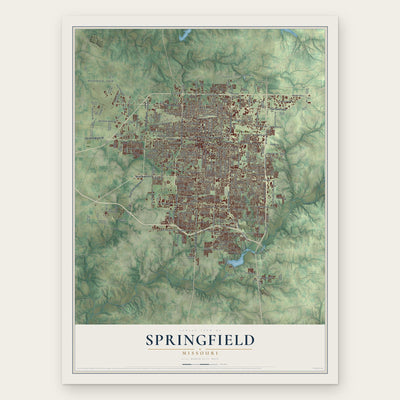 Springfield, Missouri map print, the full design