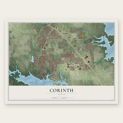 Corinth, Texas map print, the full design