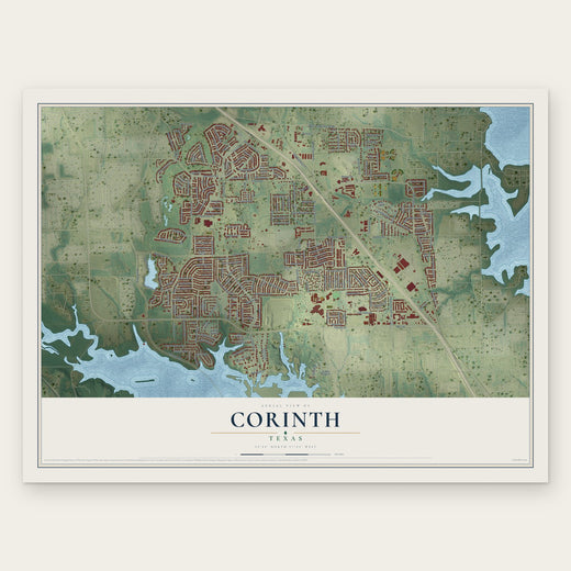 Corinth, Texas map print, the full design