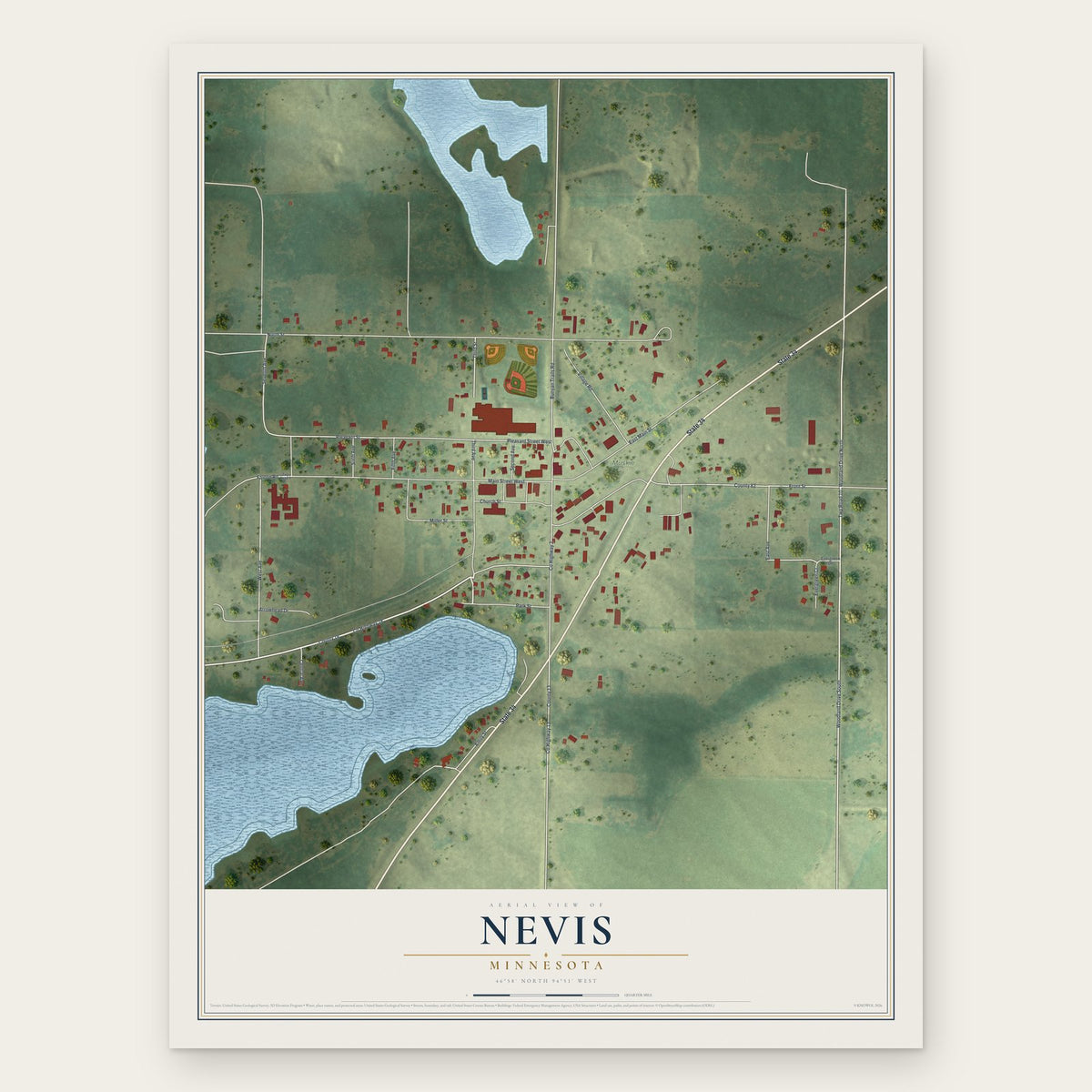 Nevis, Minnesota map print, the full design