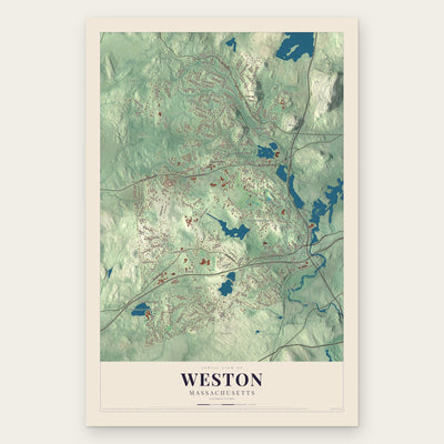 Weston, Massachusetts map print, the full design