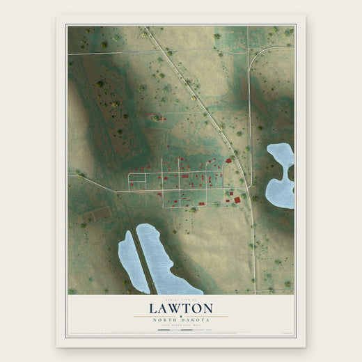 Lawton, North Dakota map print, the full design