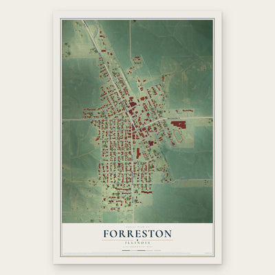 Forreston, Illinois map print, the full design