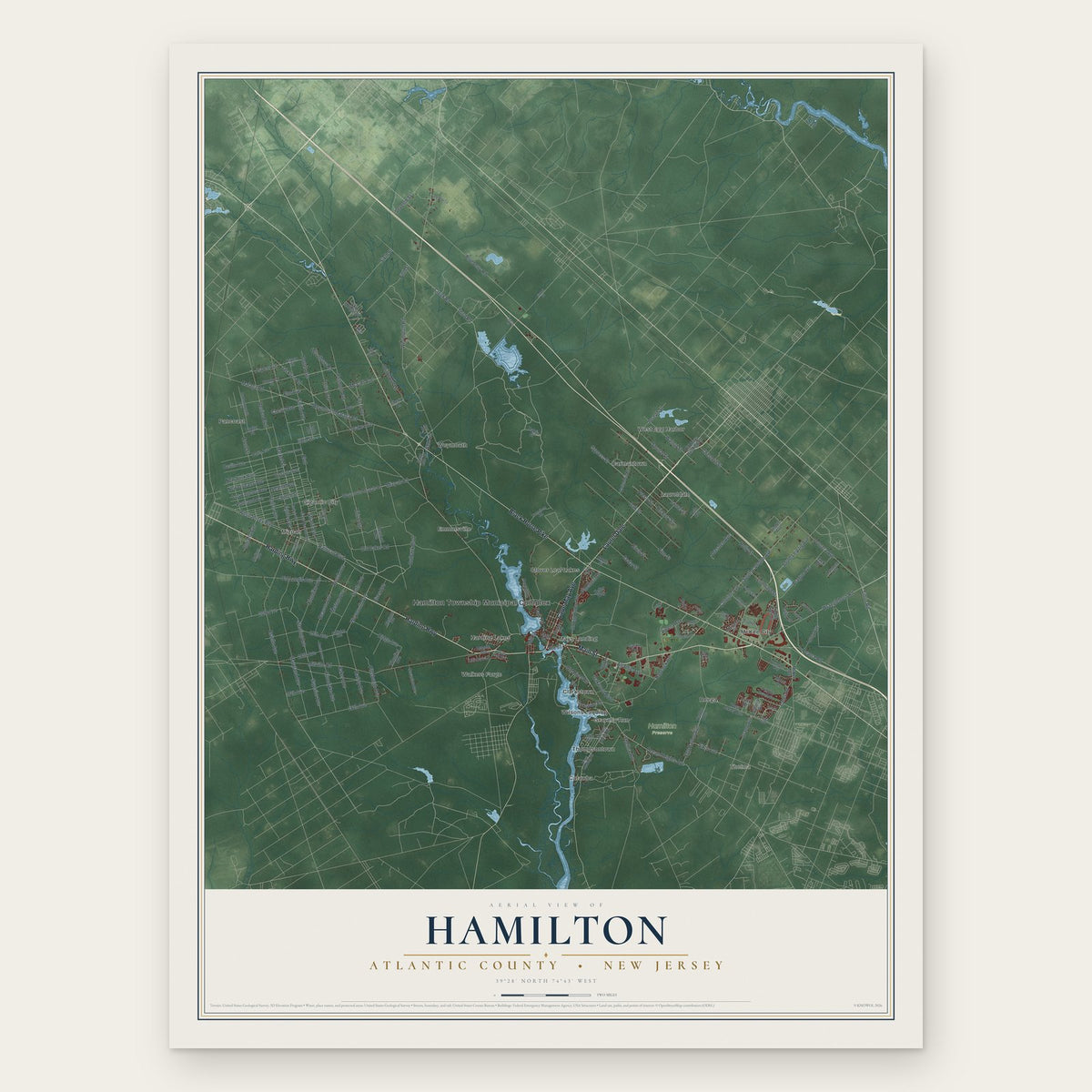Hamilton, Atlantic County, New Jersey map print, the full design
