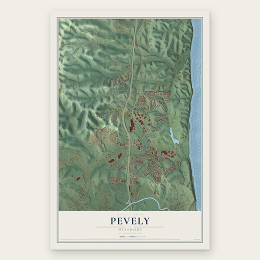 Pevely, Missouri map print, the full design