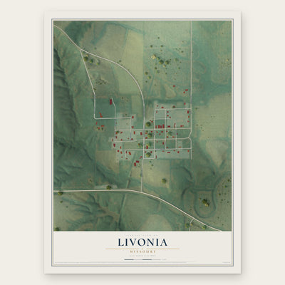 Livonia, Missouri map print, the full design