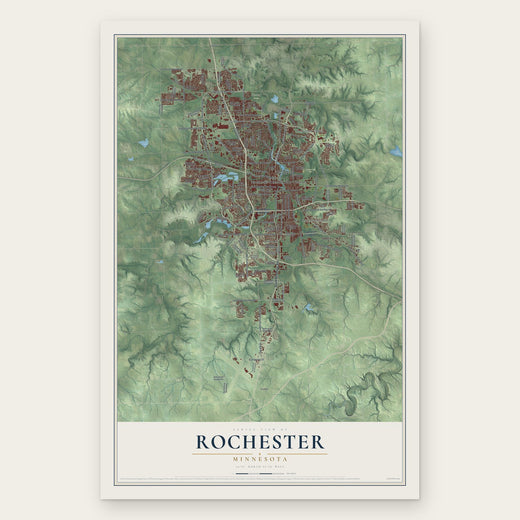 Rochester, Minnesota map print, the full design