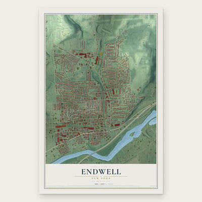 Endwell, New York map print, the full design