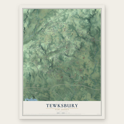 Tewksbury, New Jersey map print, the full design