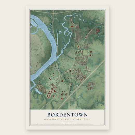 Bordentown, Burlington County, New Jersey map print, the full design