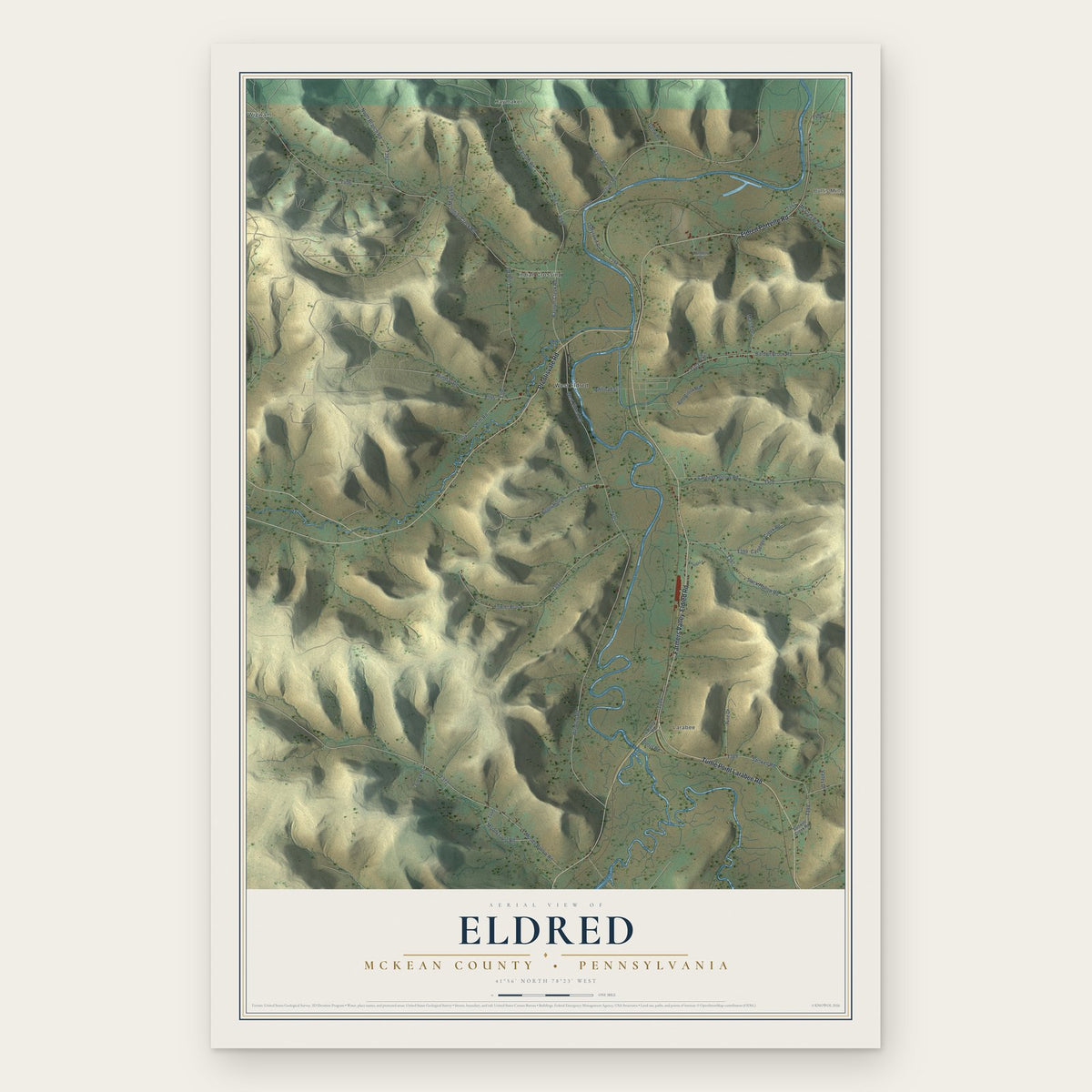 Eldred, McKean County, Pennsylvania map print, the full design