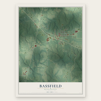 Bassfield, Mississippi map print, the full design