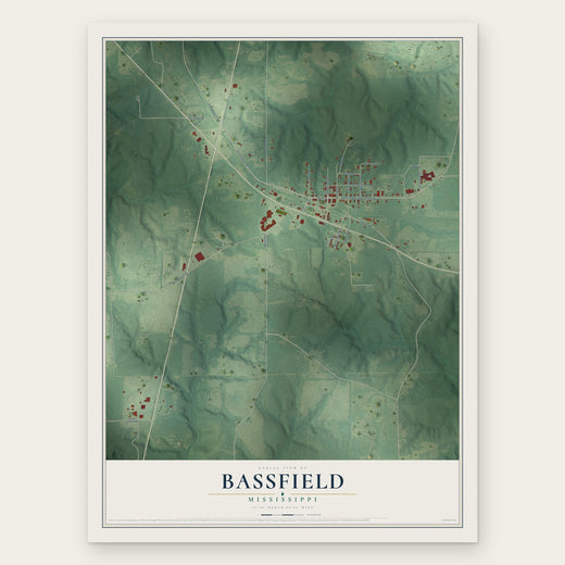 Bassfield, Mississippi map print, the full design