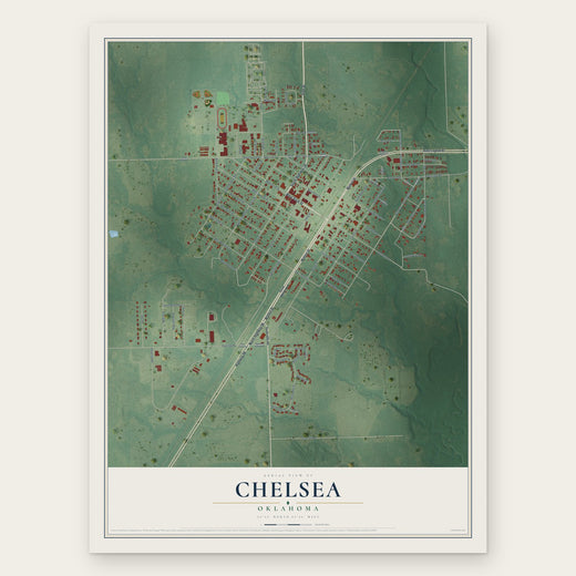 Chelsea, Oklahoma map print, the full design