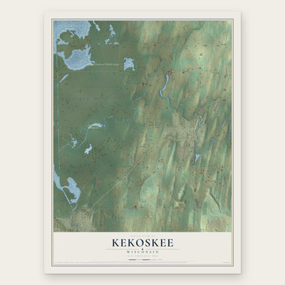 Kekoskee, Wisconsin map print, the full design