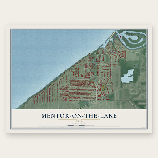 Mentor-on-the-Lake, Ohio map print, the full design