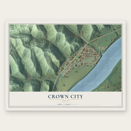 Crown City, Ohio map print, the full design
