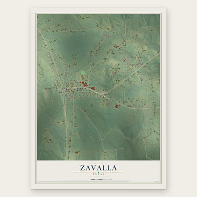 Zavalla, Texas map print, the full design
