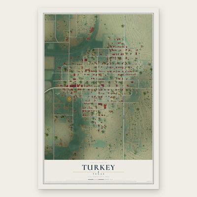 Turkey, Texas map print, the full design