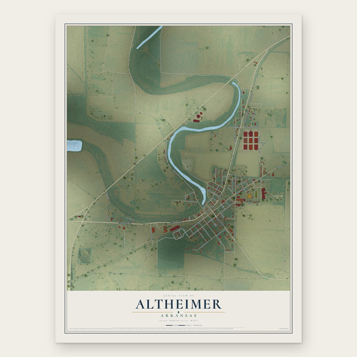 Altheimer, Arkansas map print, the full design