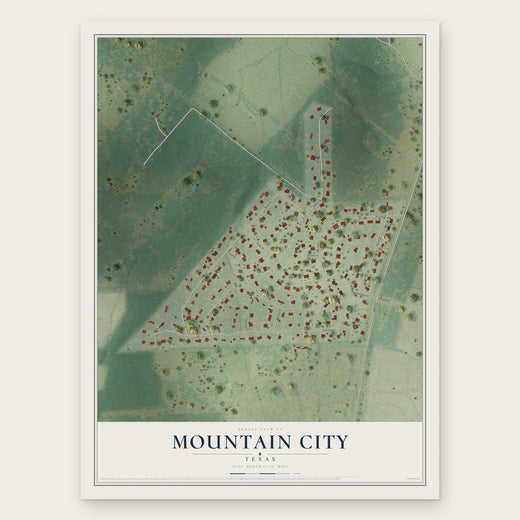 Mountain City, Texas map print, the full design