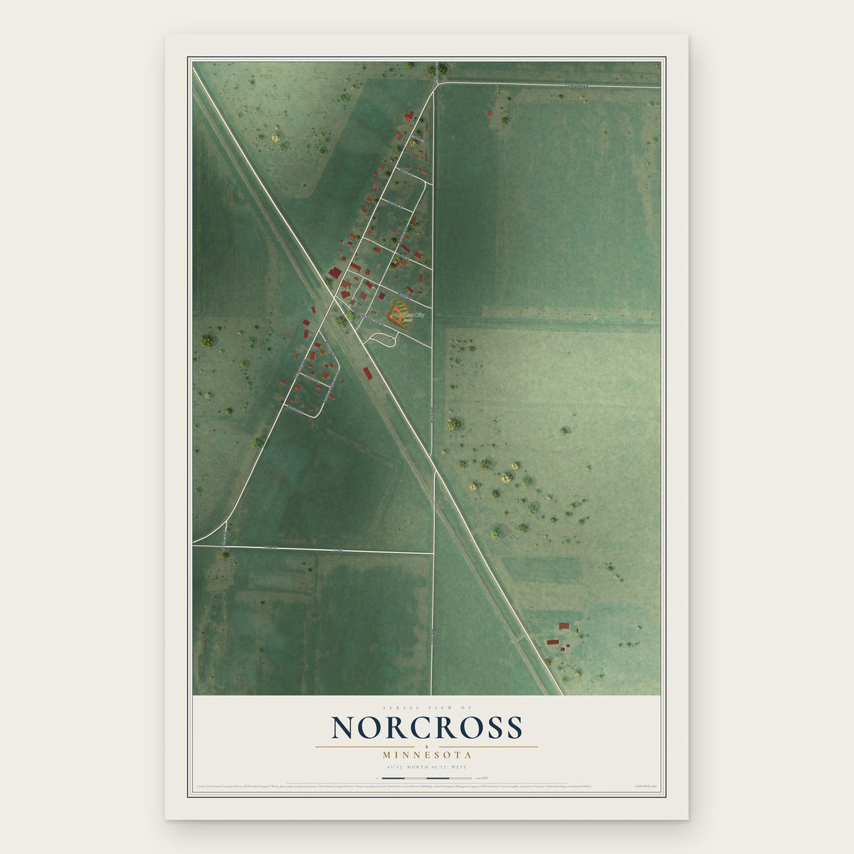 Norcross, Minnesota map print, the full design
