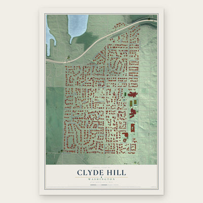 Clyde Hill, Washington map print, the full design