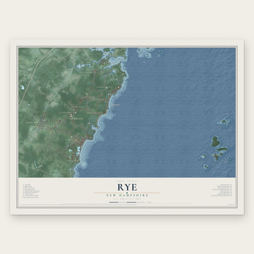 Rye, New Hampshire map print, the full design