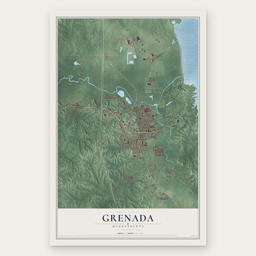 Grenada, Mississippi map print, the full design