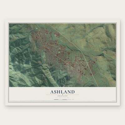 Ashland, Oregon map print, the full design