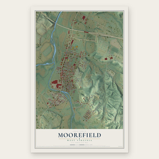 Moorefield, West Virginia map print, the full design